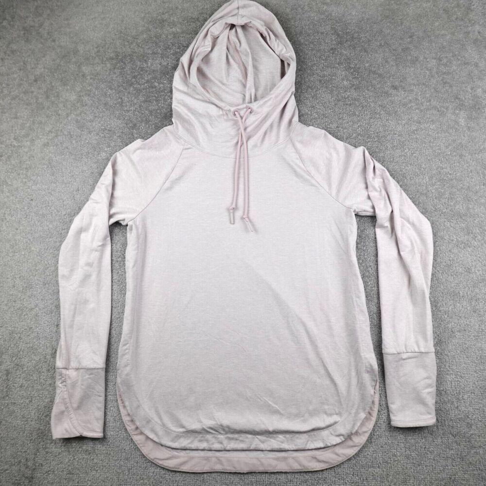 Athleta Shirt Women S Ivory Heather Lightweight Hooded Performance Pullover Yoga